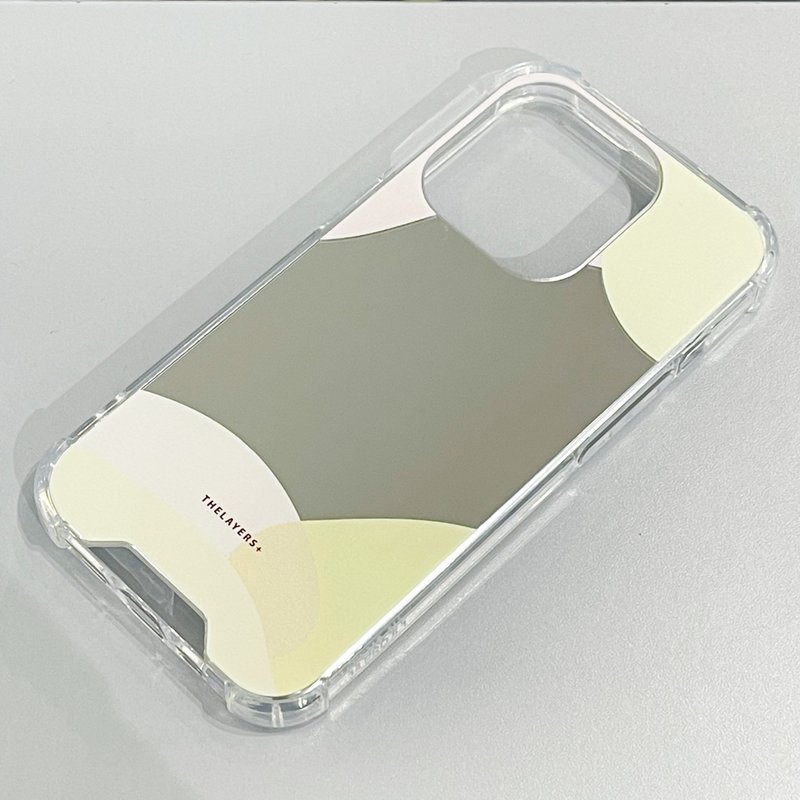 iPhone17銀色鏡面 | 幾何石塊抽象米黃色圖案 | 透明防摔軟手機殼 - 手機殼/手機套 - 塑膠 黃色