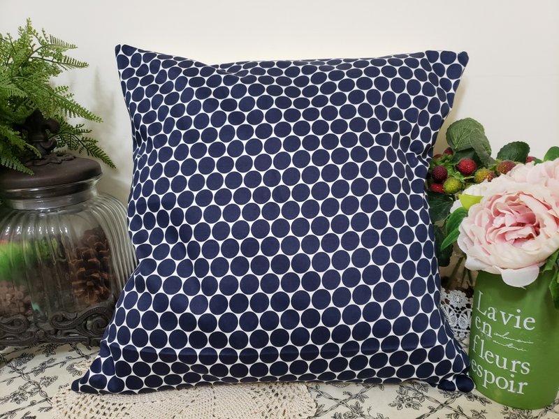 Nordic Style Round Geometric Blue Simple Pattern Throw Pillow Pillow Cushion Pillowcase - หมอน - ผ้าฝ้าย/ผ้าลินิน สีน้ำเงิน