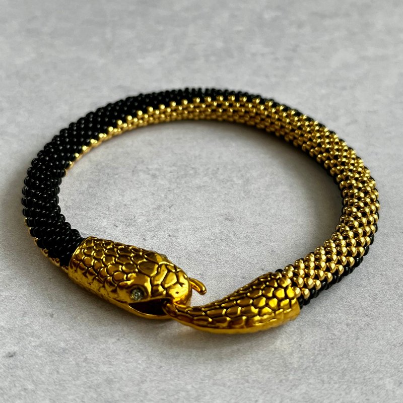 Snake Bracelet: black×gold - 手鍊/手環 - 玻璃 