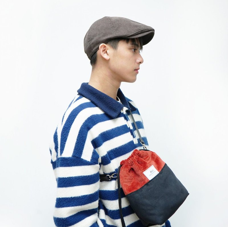 Orange and red corduroy and black corduroy camera bag - กระเป๋ากล้อง - วัสดุอื่นๆ สีแดง