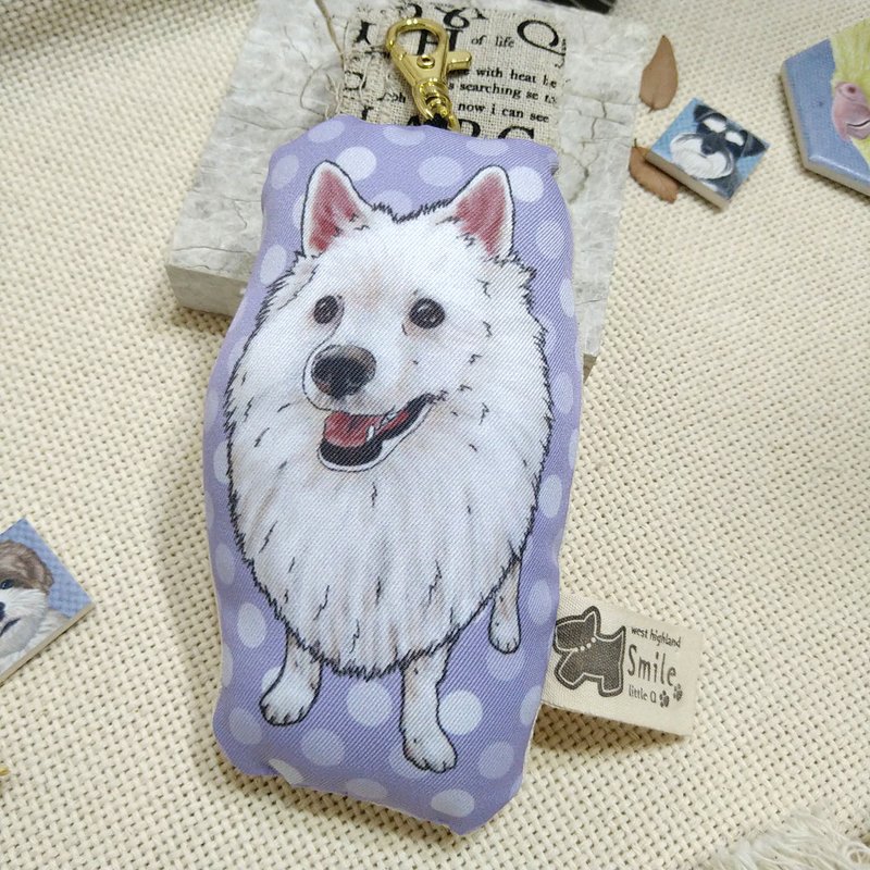 狐狸犬~布料吊飾~啾啾叫~鑰匙圈狗玩具 - 鑰匙圈/鑰匙包 - 聚酯纖維 