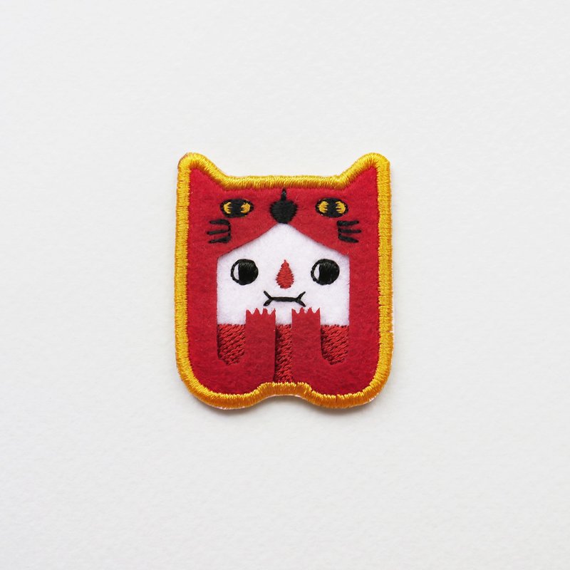 Veela The Big Red Cat 小紅貓咪刺繡別針 刺繡貼紙 可愛胸針 - 胸針 - 繡線 紅色