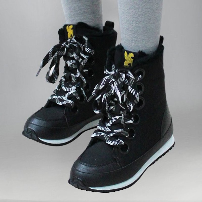 Korean warm military boots - black - รองเท้าลำลองผู้หญิง - ผ้าฝ้าย/ผ้าลินิน สีดำ