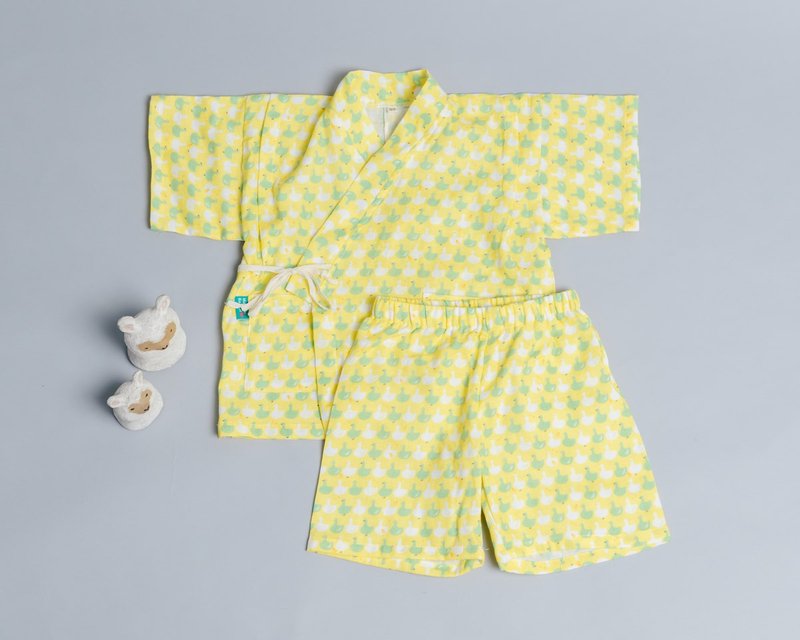 甚平和服-動物2-紗 睡衣 嬰兒 包屁衣  連身褲 抓周 新生兒bb衫 - 包屁衣/連身衣 - 棉．麻 綠色