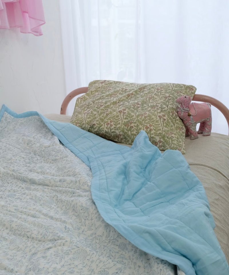 育てていく手織りキルト、ふんわりコットンカディキルト cheerful /Lサイズ - 寢具/床包 - 棉．麻 粉紅色