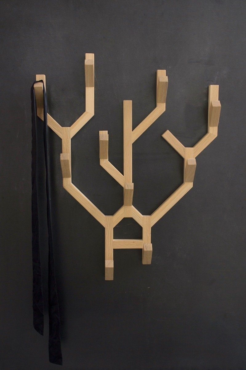 comingB (French), WALL TREE COAT HANGER 3 STEMS OAKWOOD - Wall Décor - Wood Brown