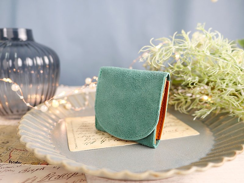 Cuir Desson Small and easy-to-use BOX type coin purse Included with Tochigi leather Green - Coin Purses - Genuine Leather Green