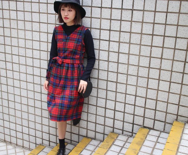 冬のクリスマス市松模様の毛の秋と冬のドレスドレスドレスリミテッド チェリー日常生活韓服の韓服手作り ショップ Handmadebycherry ワンピース Pinkoi