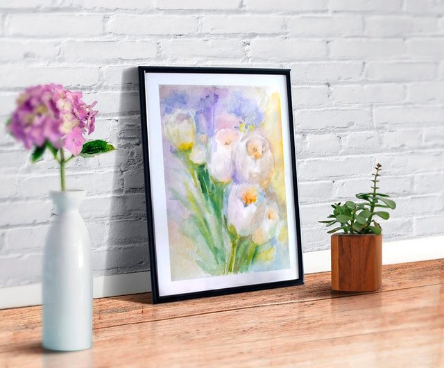 花のオリジナル水彩画の花束 花の静物画 手工水彩画 原创水彩画
