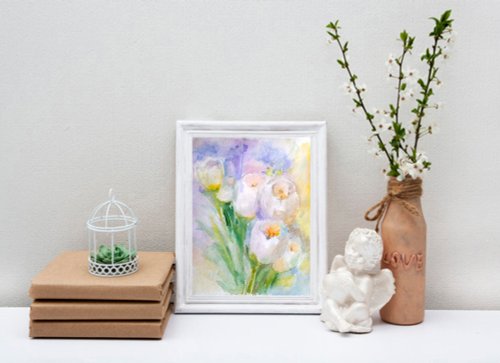 花のオリジナル水彩画の花束 花の静物画 手工水彩画 原创水彩画