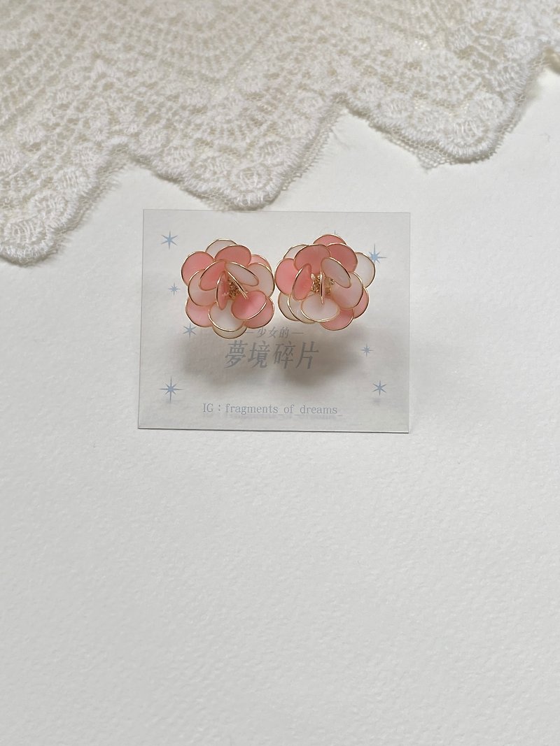 預購 夢境結晶 草莓棉花糖 | 耳環 可改 夾式耳環 - 耳環/耳夾 - 樹脂 粉紅色