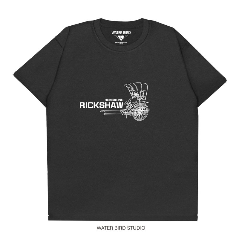 人力車 - T-Shirt - 帽T/大學T - 棉．麻 黑色