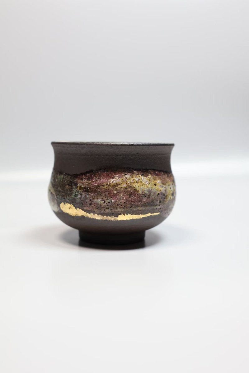 Teacher Yu Huayu-Newly launched in 2025-Colored Rock Series-Colored Rock Gilt Cup-Capacity about 70cc - Teapots & Teacups - Pottery 