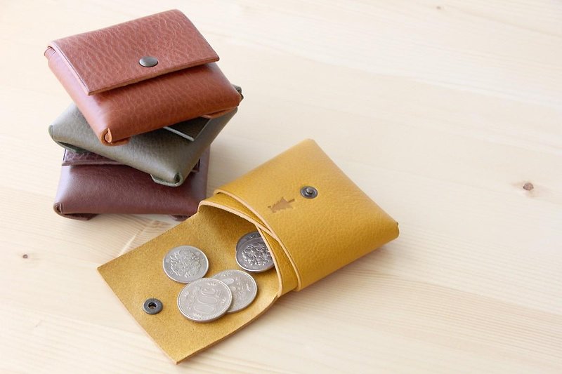 1 piece leather coin case chocolate Italian leather coin case # choco - กระเป๋าใส่เหรียญ - หนังแท้ สีนำ้ตาล