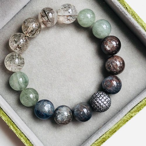ITS jewelry ITS-B639【綠發金・綠藍晶・黑金超七】天然水晶寶石手環手鍊