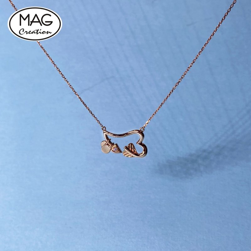 Our Own Cupids Arrow | 18K 玫瑰金一箭穿心天然鑽石項鍊 - 項鍊 - 貴金屬 金色