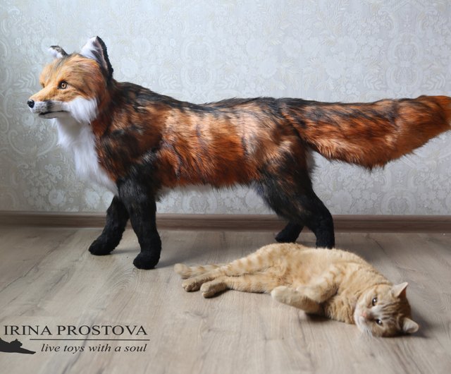 Realistic red fox stuffed animal, fox plush, realistic toys, plush toy fox,  coll by Novoselona Irina