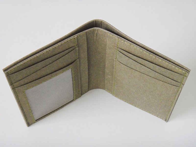 (Straight) Photo layer 7 card photo short clip wallet practical streamlined washed kraft paper - กระเป๋าสตางค์ - กระดาษ หลากหลายสี