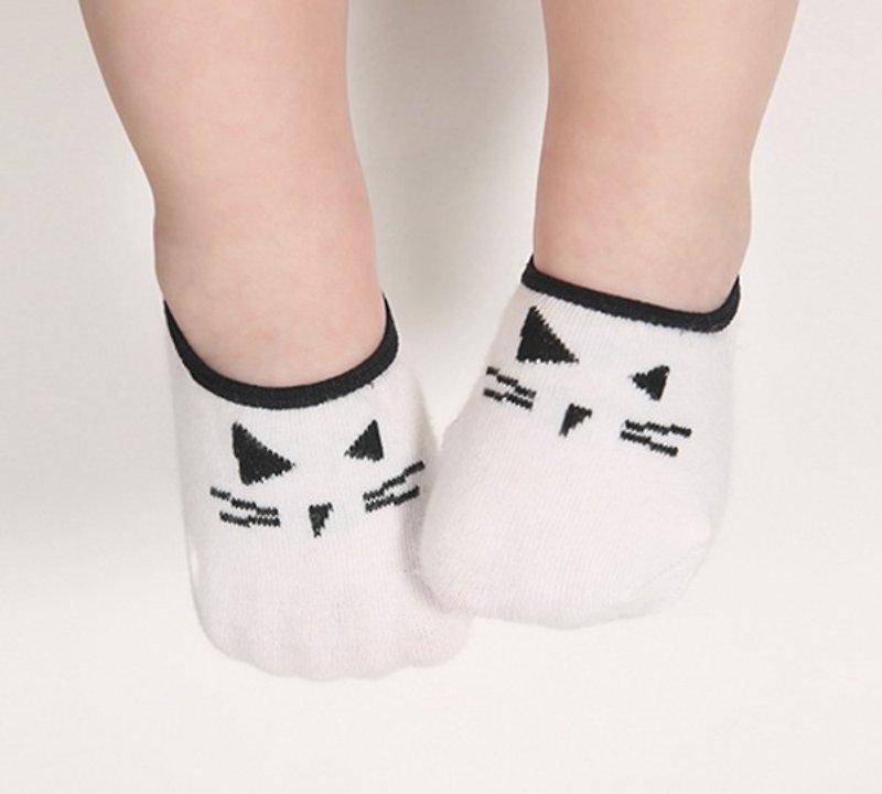 Clearance Sale - Happy Prince Korean Kitty Baby Socks - Bibs - Cotton & Hemp White