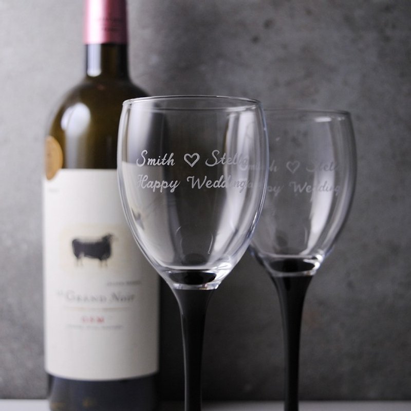 (One pair price) 190cc [French black swan tall red wine cup red wine] love LOVE ~ commemorate Valentine's Day birthday wedding gift - แก้วไวน์ - แก้ว สีดำ