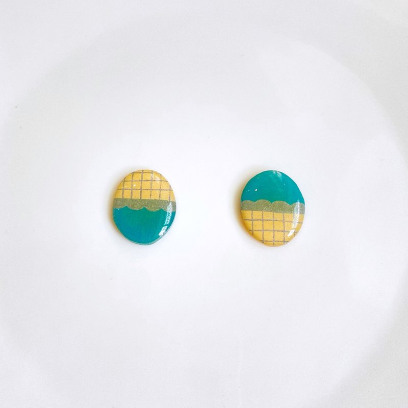 Garden Picnic - Pin/Clip Earrings - ต่างหู - เรซิน สีเขียว