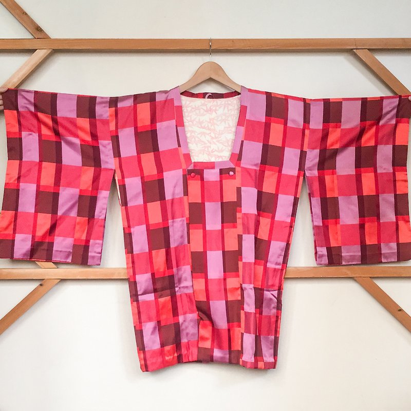Kimono / Purple and Red Taisho Style Michiyuki - Women's Casual & Functional Jackets - Polyester Red