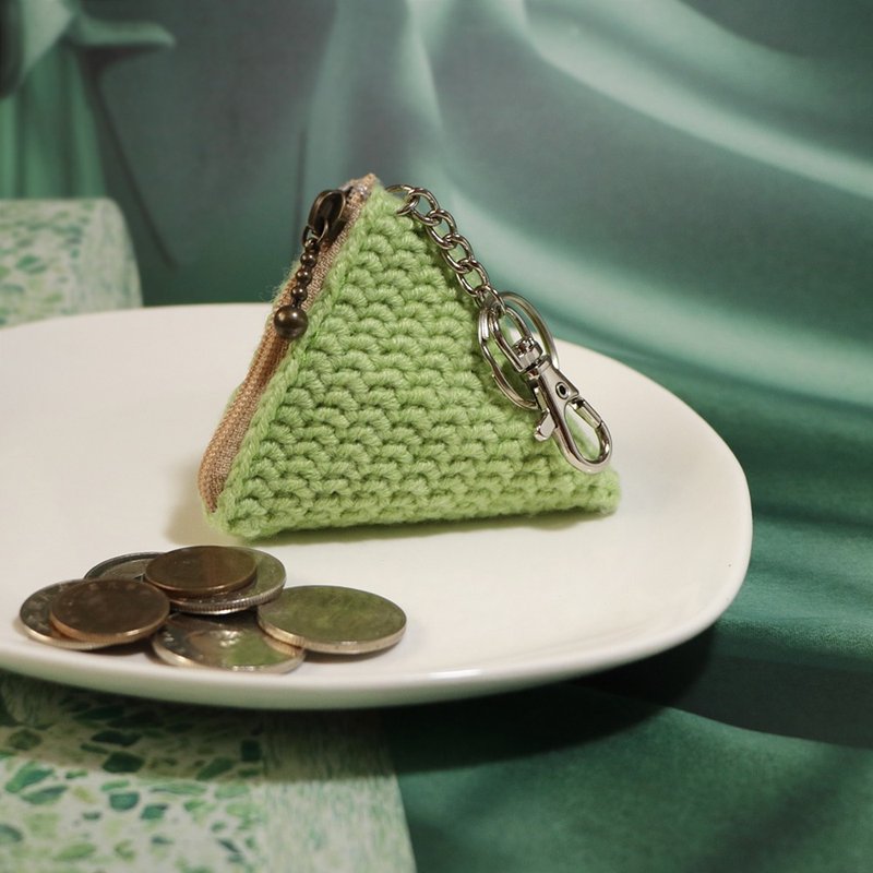 In the bag‧No. 1 Scholar丨Hand-knitted blessing small items three-dimensional rice dumpling key chain coin purse with gold medal title - Coin Purses - Other Materials Green