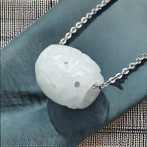 瓔珞珠寶盒 E.L.Jewelry Box 冰糯種翡翠雕花路路通項鍊 | 天然緬甸玉翡翠A貨