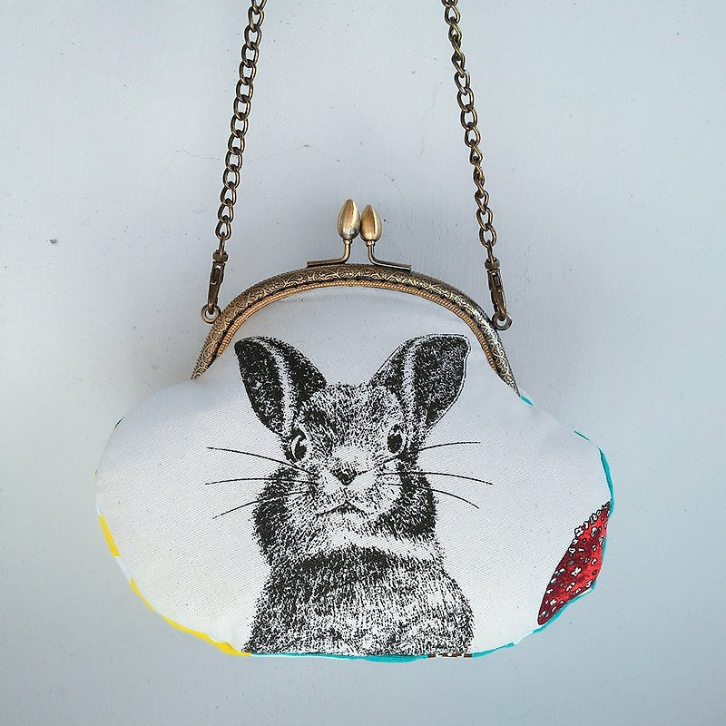 Sketch Bunny Buns Three Layers Zimu Gold Bag / Handbag / Shoulder Bag - กระเป๋าถือ - ผ้าฝ้าย/ผ้าลินิน สีเขียว