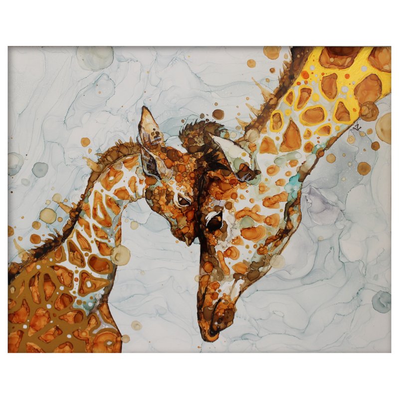 Painting giraffes mother and child hang on the wall 40*50 cm - Wall Décor - Paper 