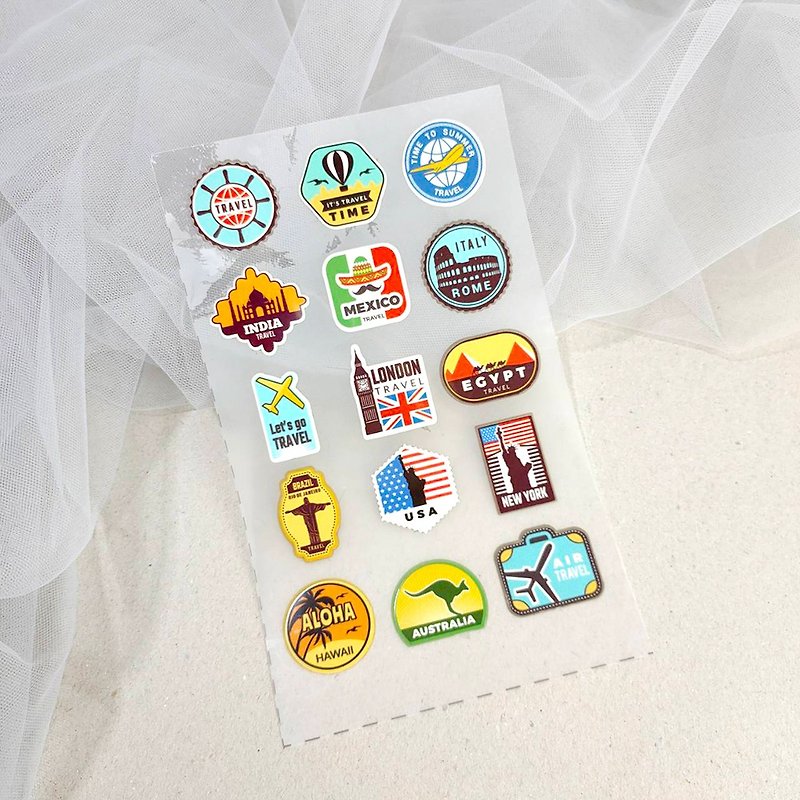 Hot stamping stickers for cloth with travel postmarks | Heat transfer flower stickers - Stickers - Waterproof Material Multicolor