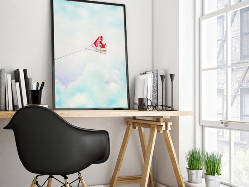 【Flying Yacht】Limited Edition Sky Watercolor Art Print. Kids Room Wall Decor. - Posters - Paper 