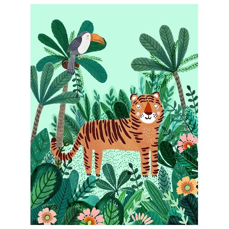 Dutch Petit Monkey Jungle Animal Series Poster-Tiger (50 x 70 cm) - การ์ด/โปสการ์ด - กระดาษ 
