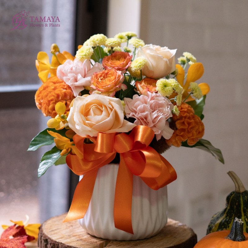 [Bouquet] Halloween Potted Flowers and Flower Baskets Congratulatory Flower Gifts - ตกแต่งต้นไม้ - พืช/ดอกไม้ สีส้ม