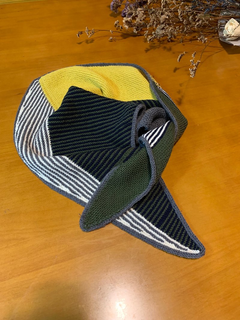 起伏針小版多色披肩/圍巾。中性款。香蕉黃/墨綠/深藍/灰/白 - 圍巾/披肩 - 羊毛 