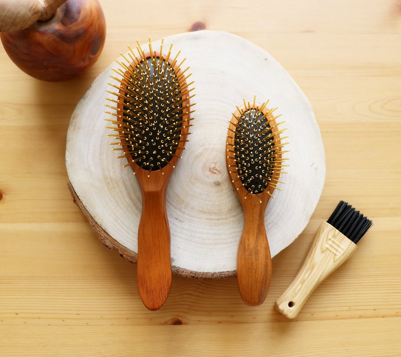 [Buy a big one and get a small one] Buy a big one with rosewood beech wood (upgraded Bronze needle) and get a small one + cleaning brush - Makeup Brushes - Wood 