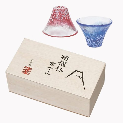 MSA玻璃雕刻 (一對價)66cc【日本東洋佐佐木】招福杯 富士山對杯 冷酒杯客製