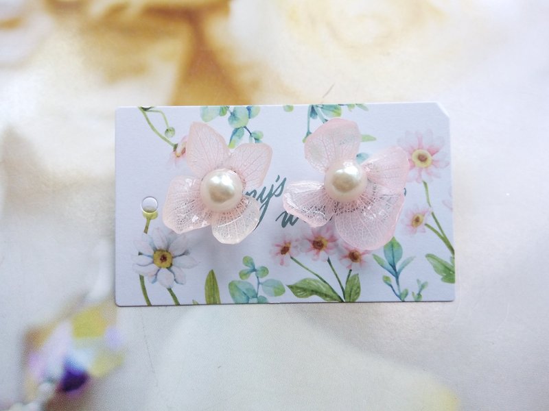 Annysワークショップ手作りの花の宝石、手作りの花のイヤリング（耳のピン） - ピアス・イヤリング - シリコン ピンク