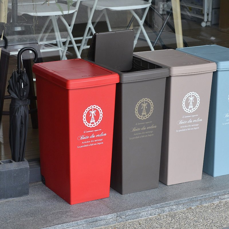 日本平和Heiwa 日製巴黎歐風快掀滑蓋式垃圾桶(附輪)-30L-4色可選 - 垃圾桶 - 塑膠 多色