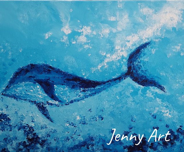 クジラ フレームレス絵画 抽象絵画 絵画 吊り下げ絵画 家の装飾 家庭生活 - ショップ jennychen923art ポスター・絵 - Pinkoi