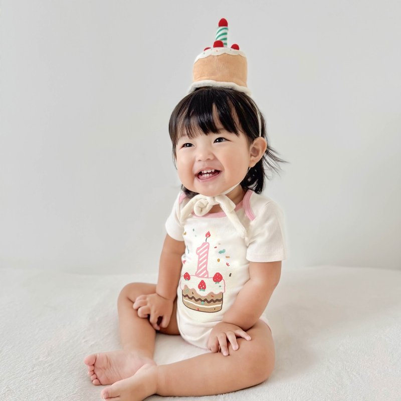 1st Birthday Bodysuit + Cake Hat - 包屁衣/連身衣 - 棉．麻 