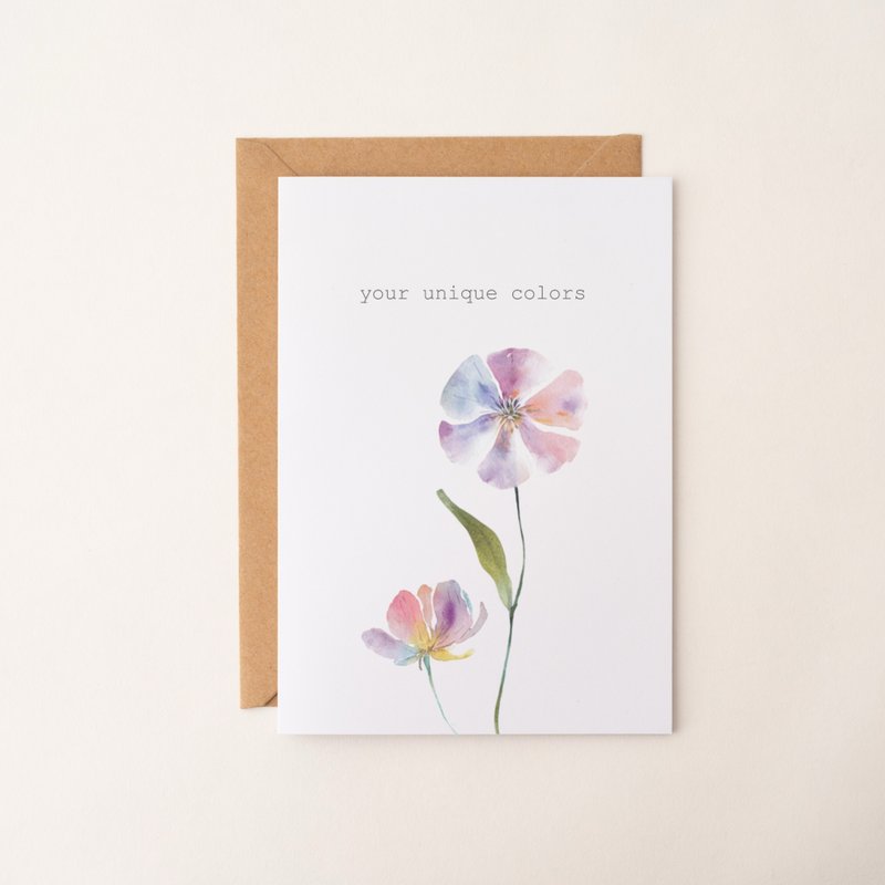 你的獨特色彩 花卉插畫卡片 植物 祝福卡片 萬用卡 禮品卡 小卡片 - 卡片/明信片 - 紙 多色