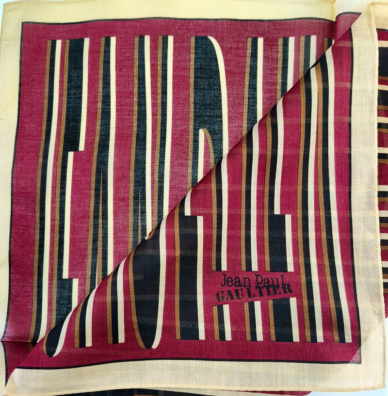 Jean Paul Gaultier Vintage Handkerchief Abstract Designer 2000s 19 x 19 inches - 手帕 - 棉．麻 紅色