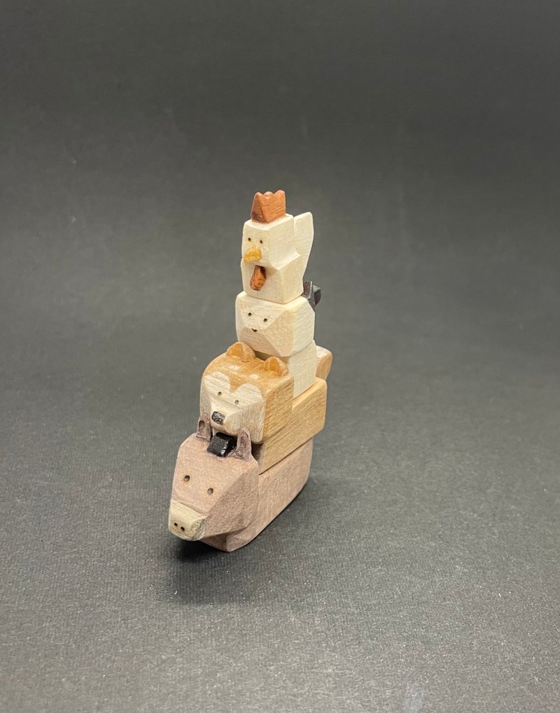 スクエアシリーズ　ブレーメンの動物達 - 置物 - 木製 ブラウン