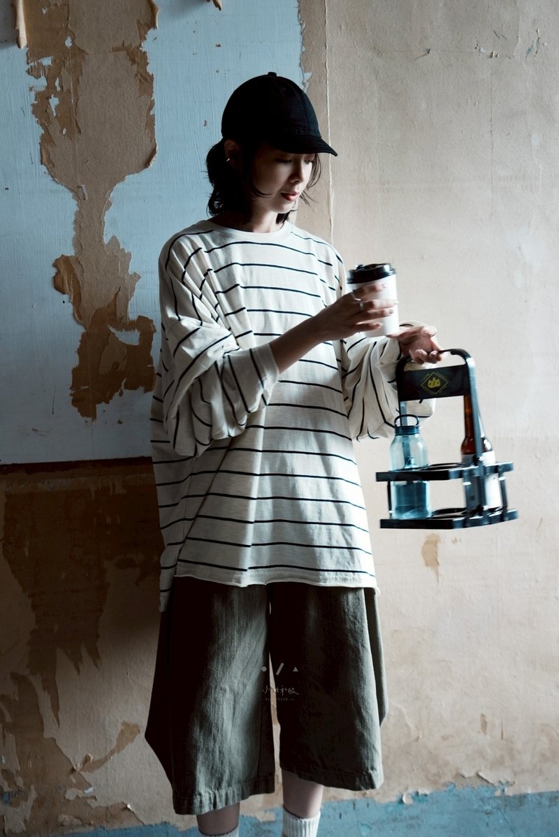 日質筆記天竺棉不收邊長袖 - 2色 - 白 - 女 T 恤 - 棉．麻 白色