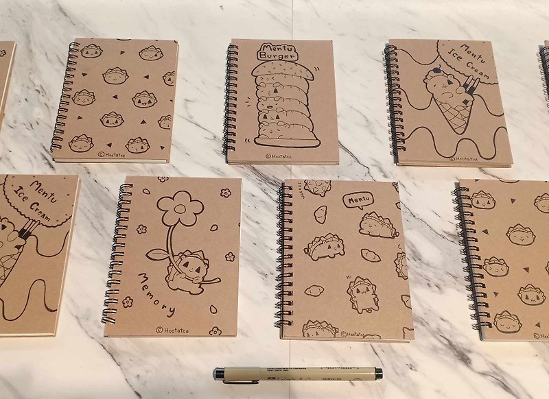 durian hedgehog notebook - 筆記簿/手帳 - 紙 卡其色
