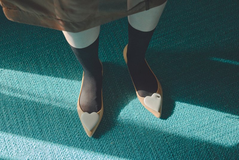 AMINA (NUDE) PVC POINTED TOE FLATS  ポインテッドトゥ パンプス - 雨鞋/防水鞋 - 防水材質 粉紅色