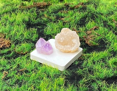 Rainbow Crystal 紫晶骨幹 瑪瑙白晶洞 | 增智慧 避邪招財 |天然礦石兩入套組