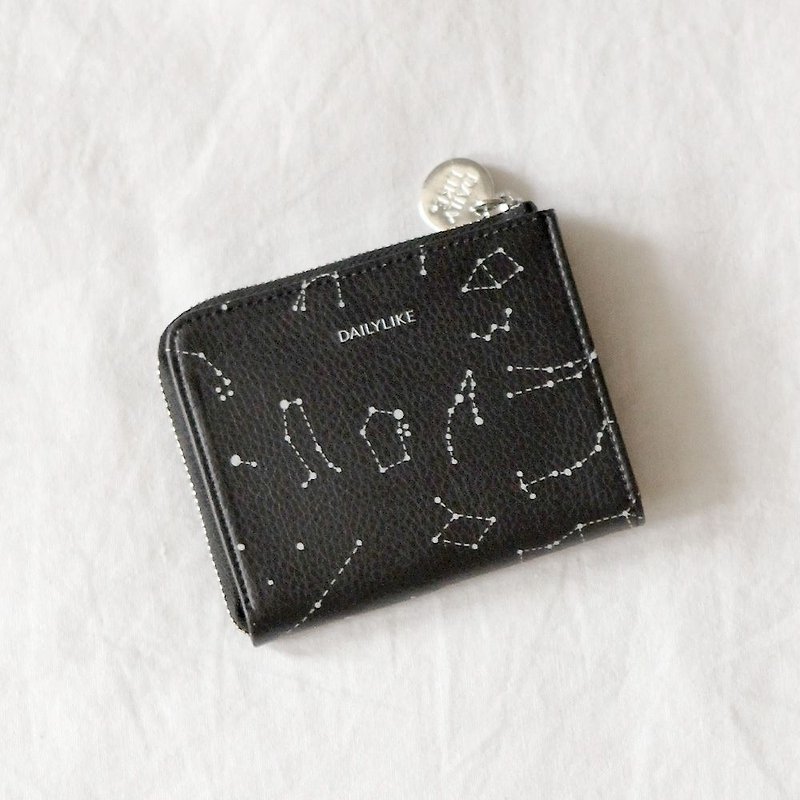 Dailylike beautiful life leather ticket card purse -06 constellation, E2D42345 - กระเป๋าใส่เหรียญ - หนังแท้ สีดำ