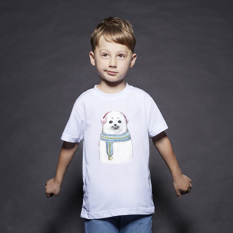 British Fashion Brand -Baker Street- Seal Printed T-shirt for Kids - Tops & T-Shirts - Cotton & Hemp White